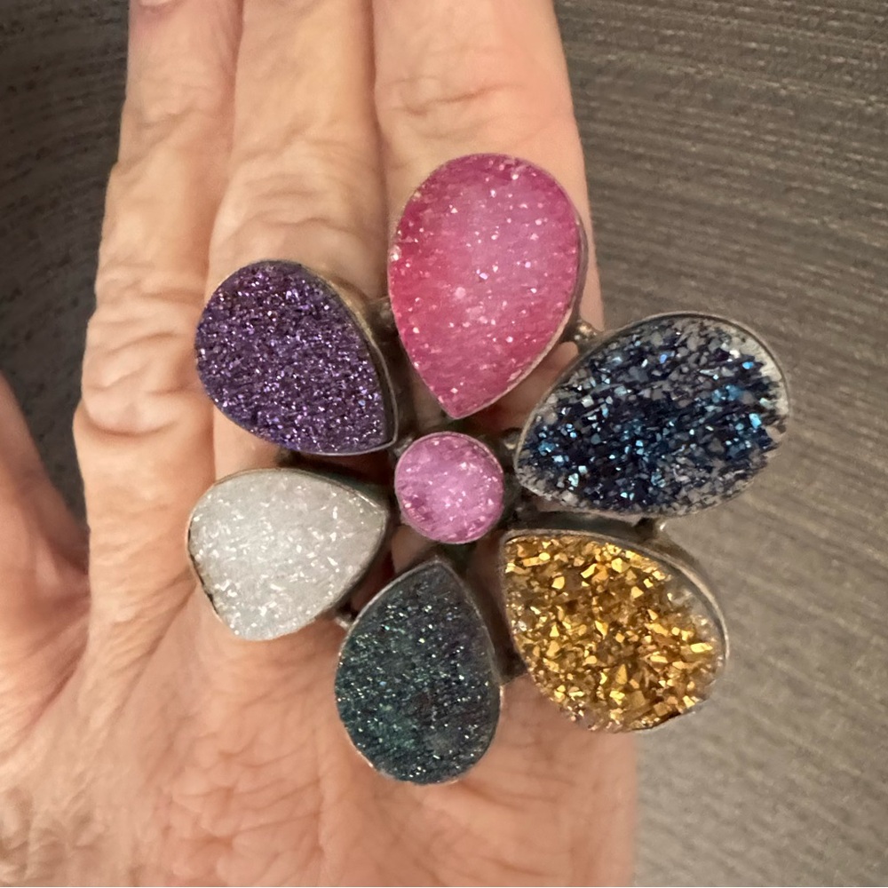 Stunning multi colored druzy flower